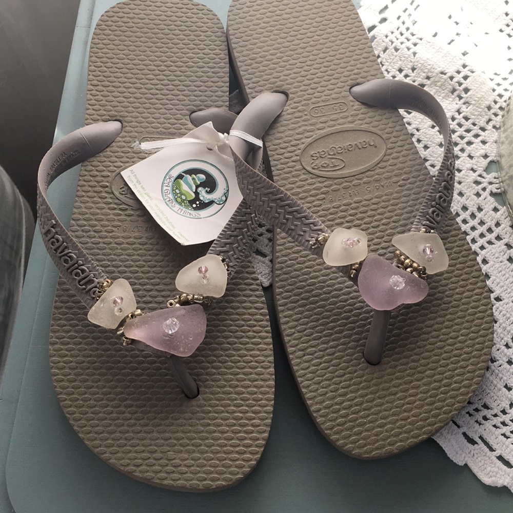 Light Gray Sea Glass Flip Flop